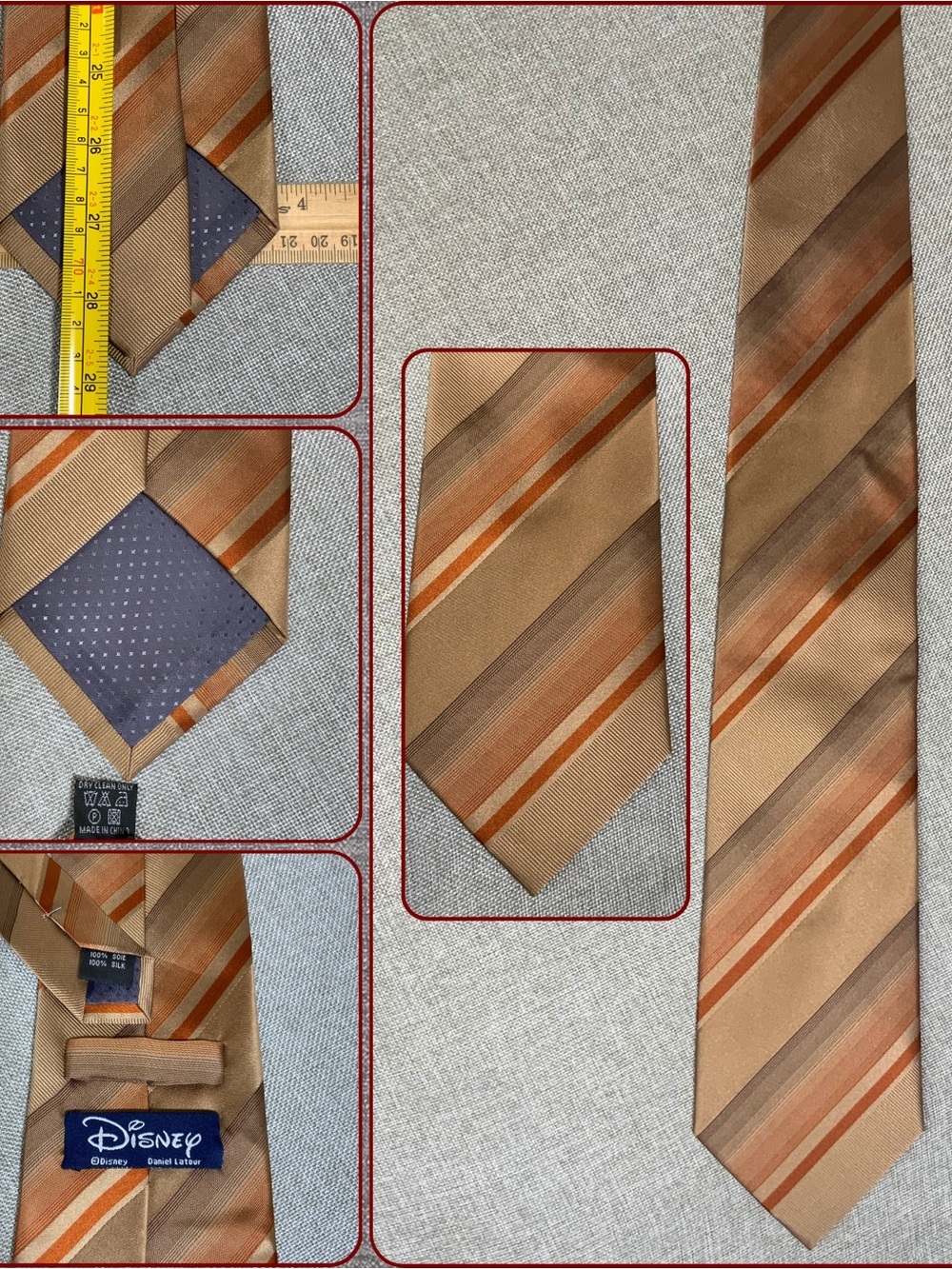 Disney Daniel Latour 100% Silk Stripe Necktie